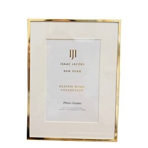 Isaac Jacobs Gold Metal 6x8 Photo Frame Matted for 4x6 Picture MP47-46GD NEW